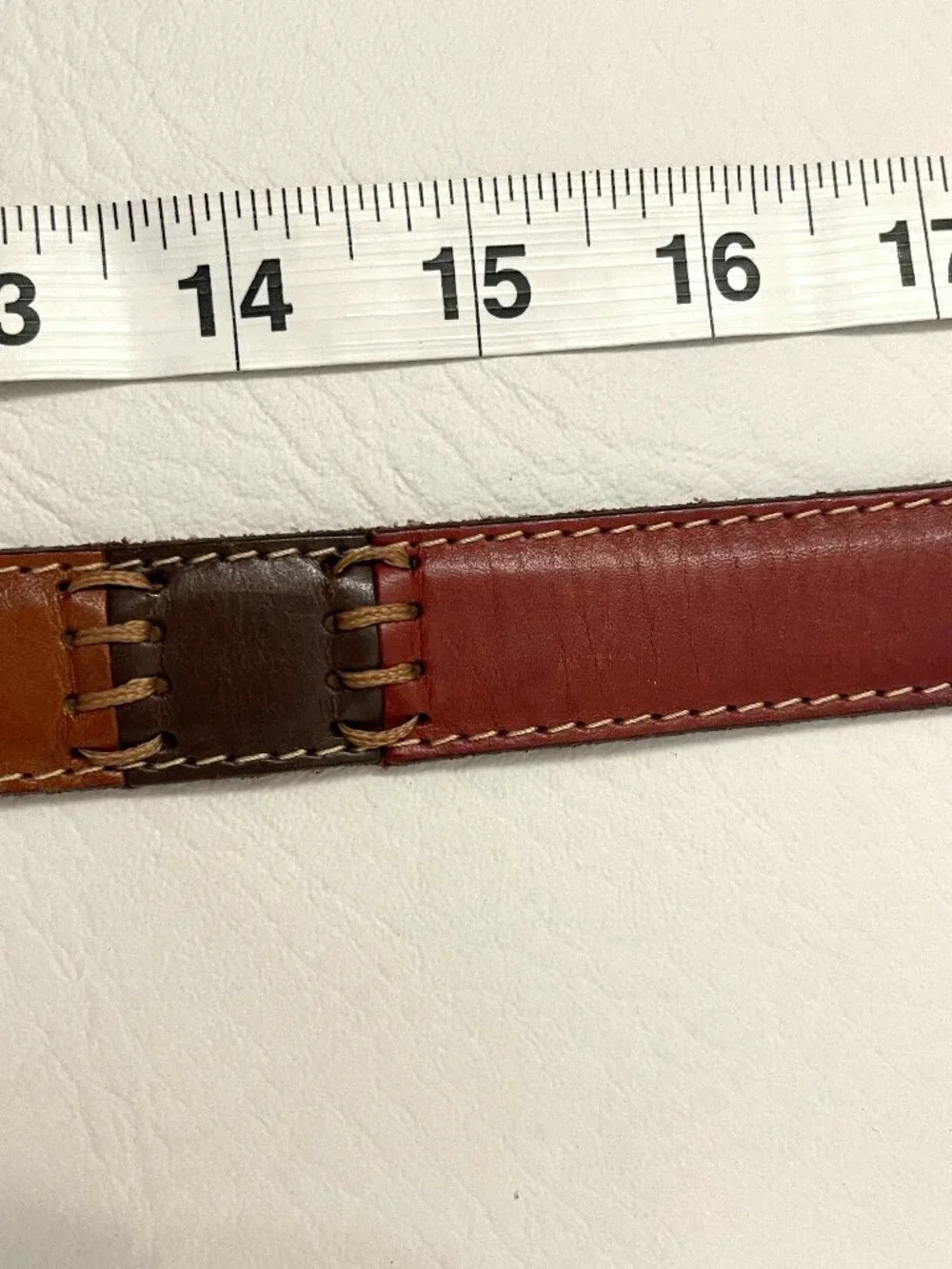 Vintage Fossil Leather Belt Women's Large Brown Patchwork  BT1411 Colorblock Y2K